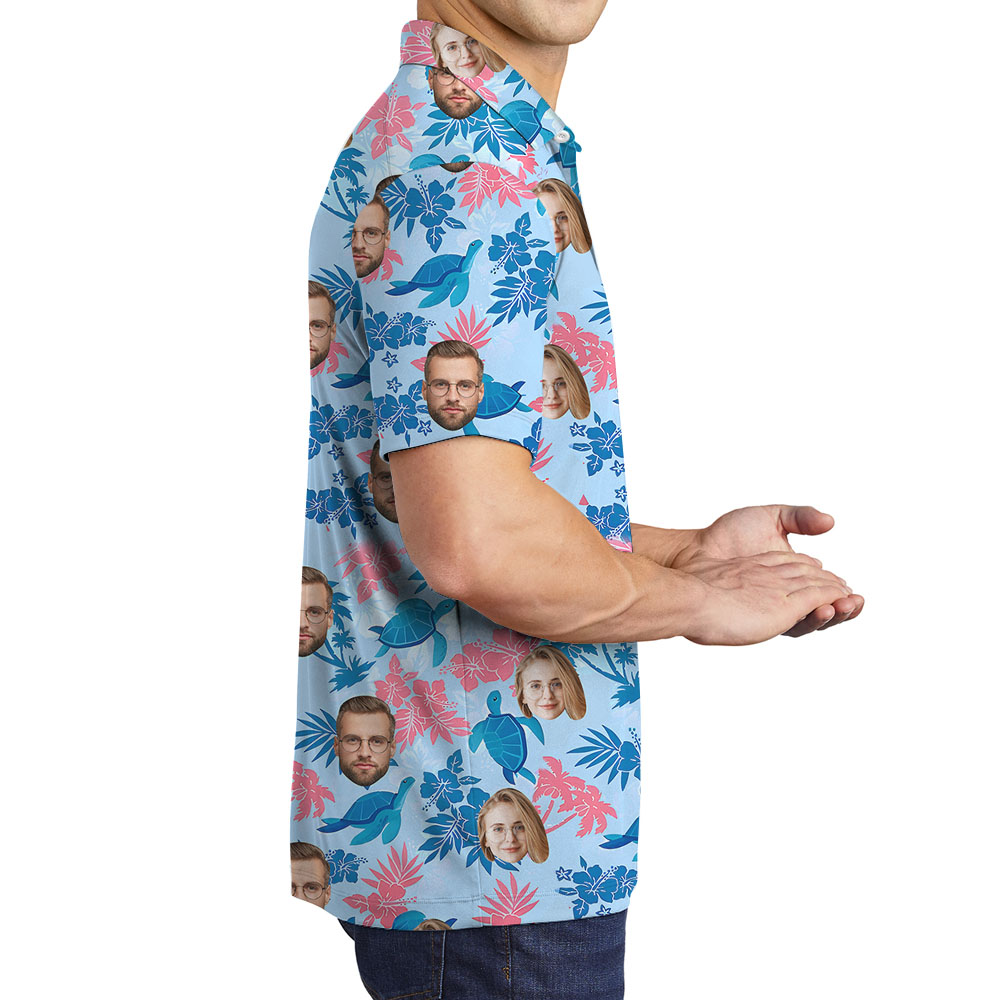 Put 1-4 Faces On Turtle Polo Golf Shirt
