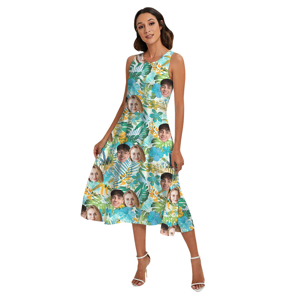Pastel Floral Matching Family Hawaiian Shirt With Faces On Them