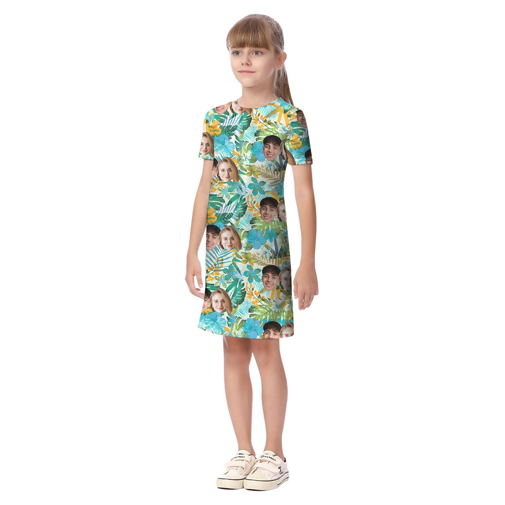 Pastel Floral Matching Family Hawaiian Shirt With Faces On Them