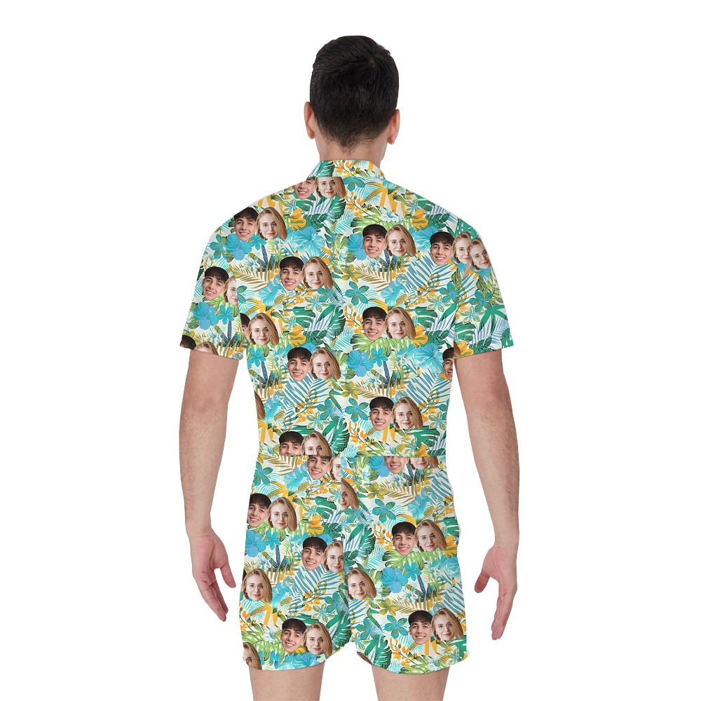 Put Any Faces On Floral Romper For Men