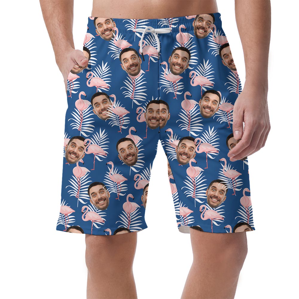 Funny Custom Faces All Over Print Shorts With Pink Flamingo - variant image 1