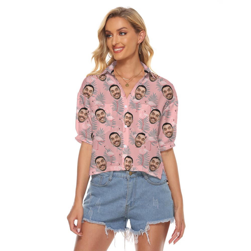 Personalized Pink Hawaiian Crop Top Women's Shirt - variant image 1