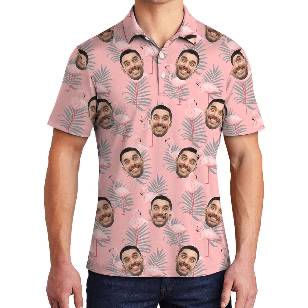 Personalized Men's Polo With Flamingo And Your Face - variant image 1