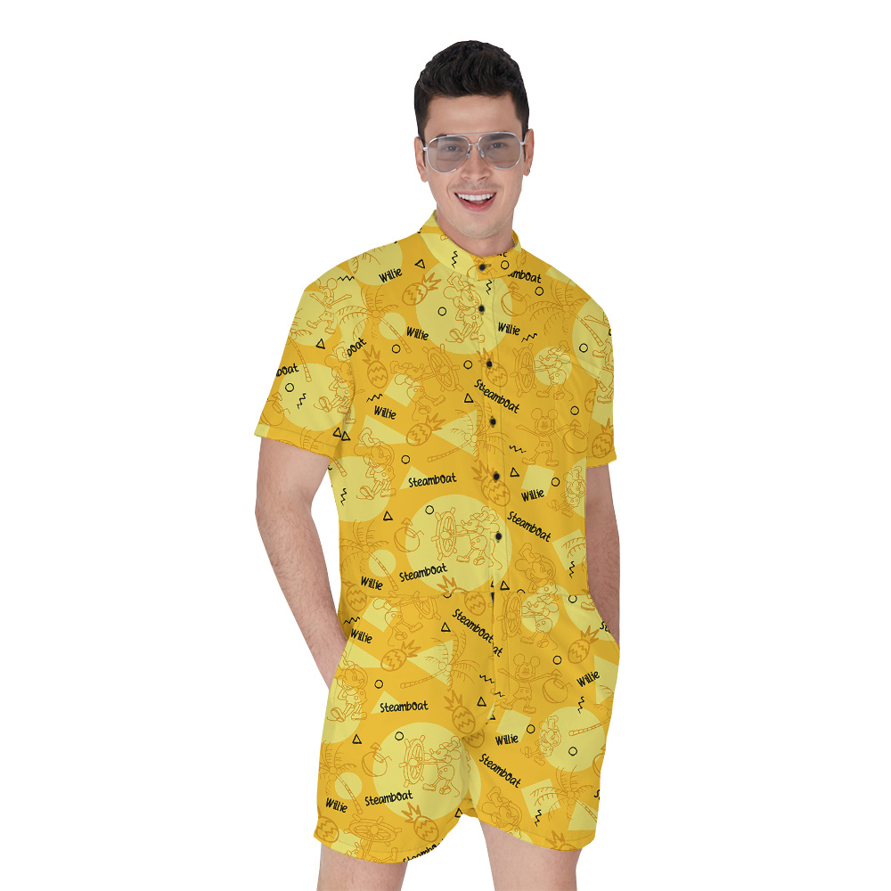 Yellow Steamboat Willie Mickey Men's Hawaiian Romper - variant image 1