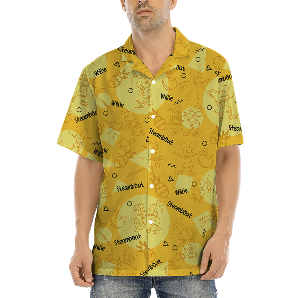 Steamboat Willie Mickey Yellow Hawaiian Shirt - variant image 1