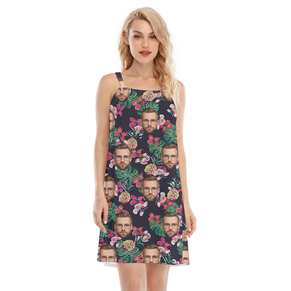Black Women's Cami Dress With Custom Faces - variant image 1