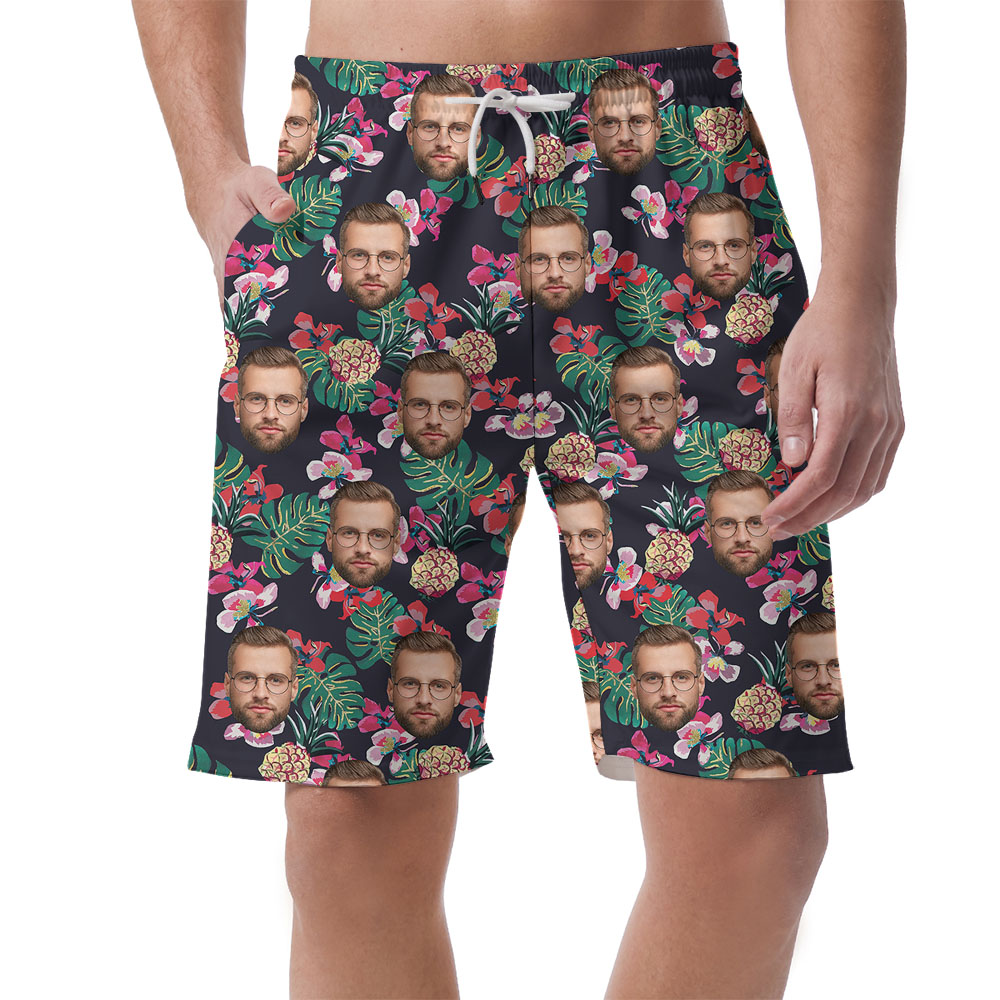 Custom Multiple Faces Black Shorts For Mens - variant image 1