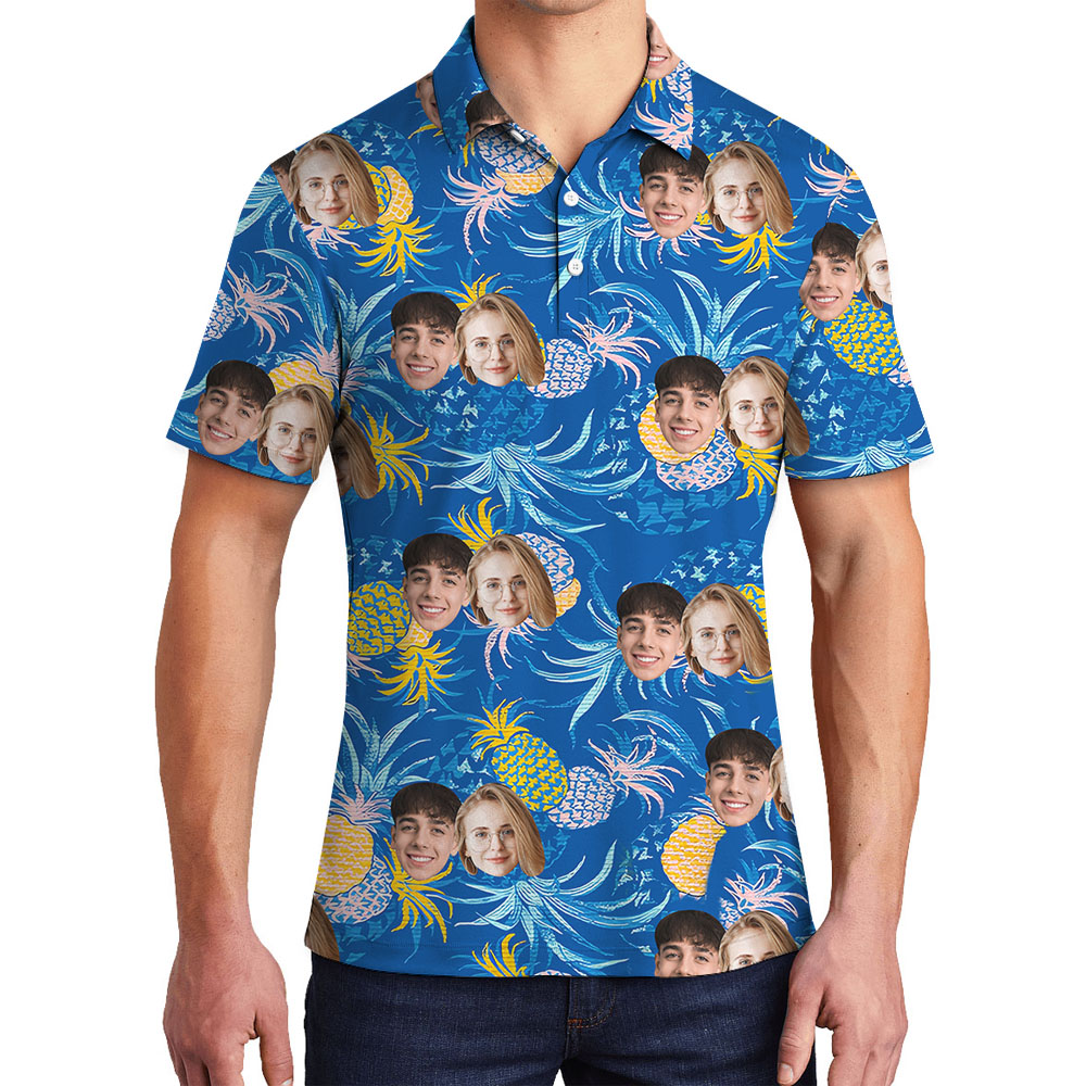 Blue Pineapple Golf Polos With Multi Faces - variant image 1