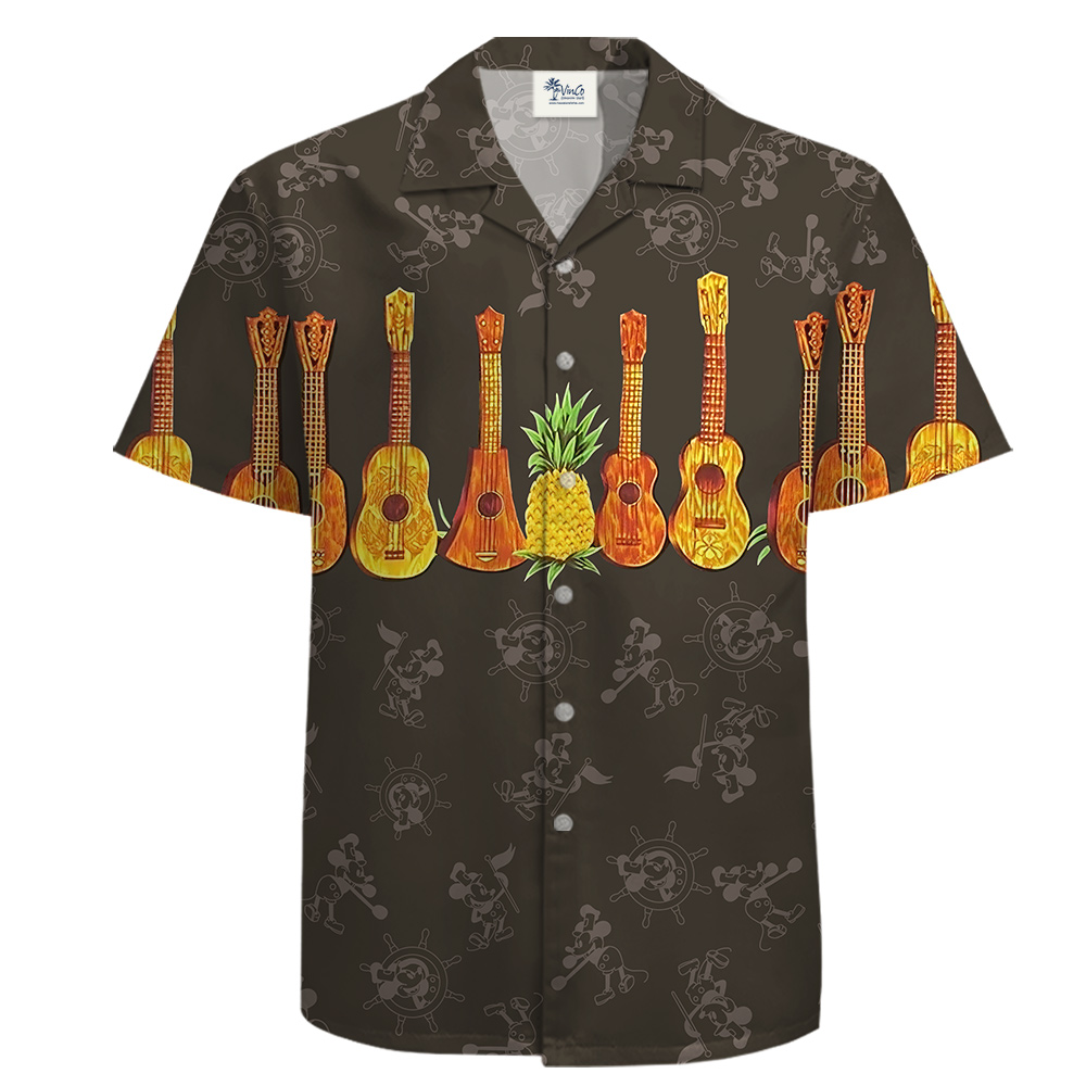 Hawaiian Cotton Button Up Shirt Mickey 1928 with Guitar - variant image 1