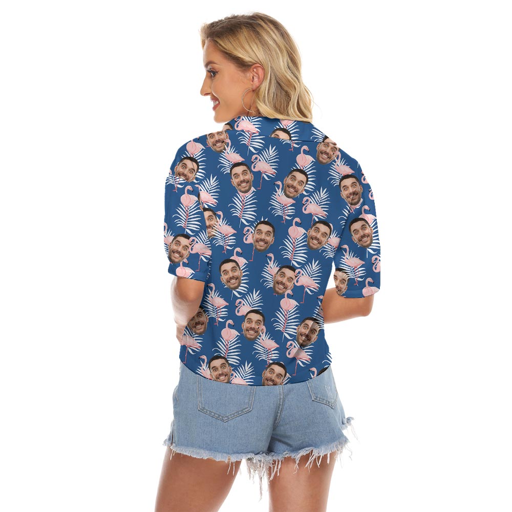 Cool Custom Flamingo Crop Top Hawaiian Shirt For Women