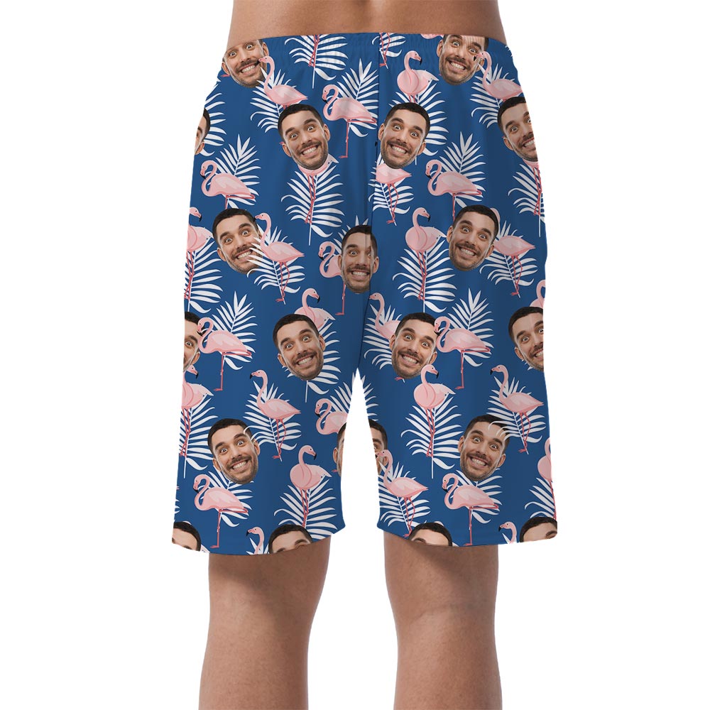 Funny Custom Faces All Over Print Shorts With Pink Flamingo