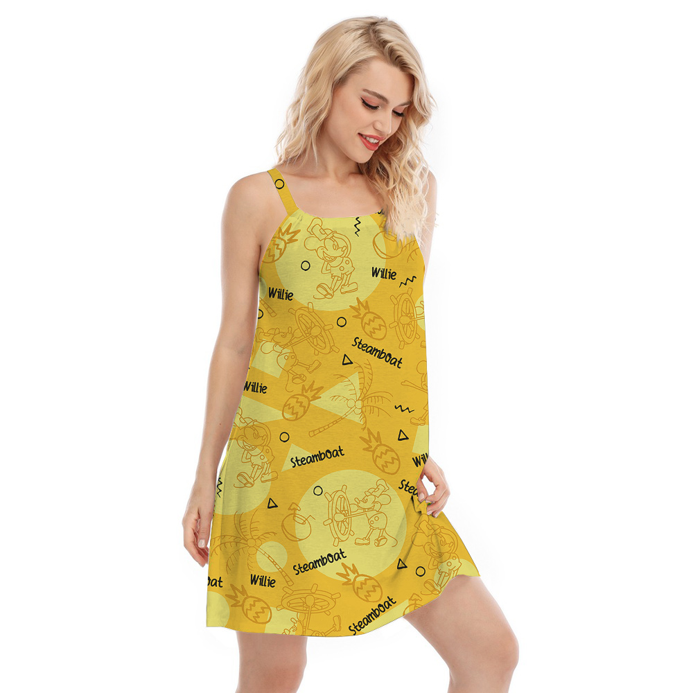 Mickey Steamboat Willie Yellow Aloha Cami Dress