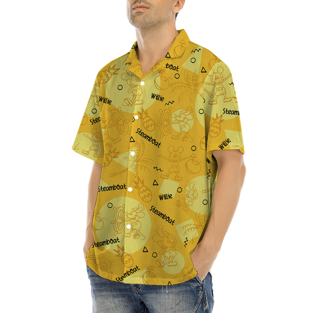 Steamboat Willie Mickey Yellow Hawaiian Shirt
