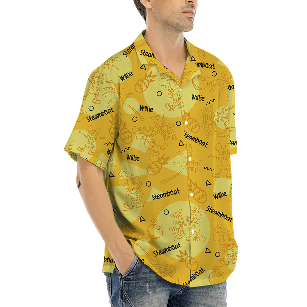 Steamboat Willie Mickey Yellow Hawaiian Shirt