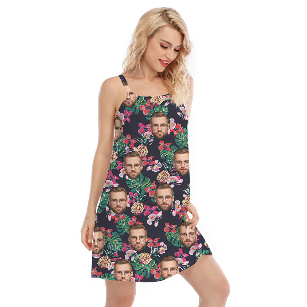 Black Women's Cami Dress With Custom Faces