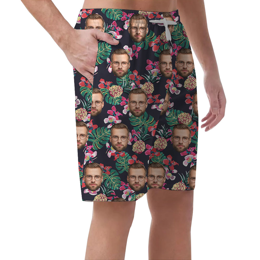 Custom Multiple Faces Black Shorts For Mens