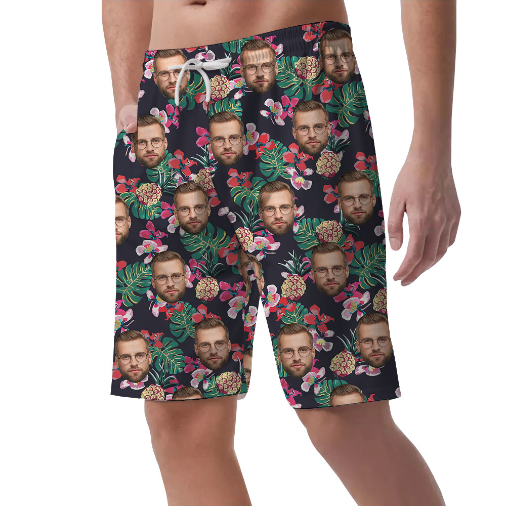 Custom Multiple Faces Black Shorts For Mens