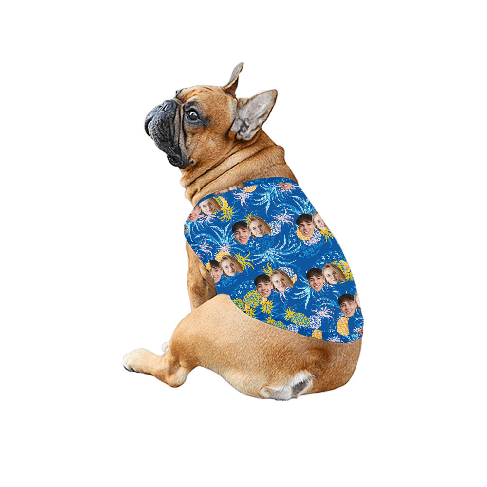 Blue Matching Family Hawaiian Shirt With Pineapple And Custom Faces