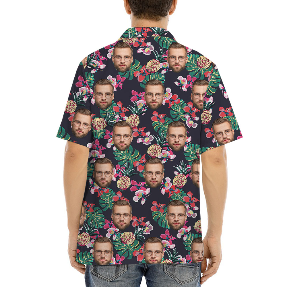Custom Face Black Hawaiian Shirt Short Sleeves