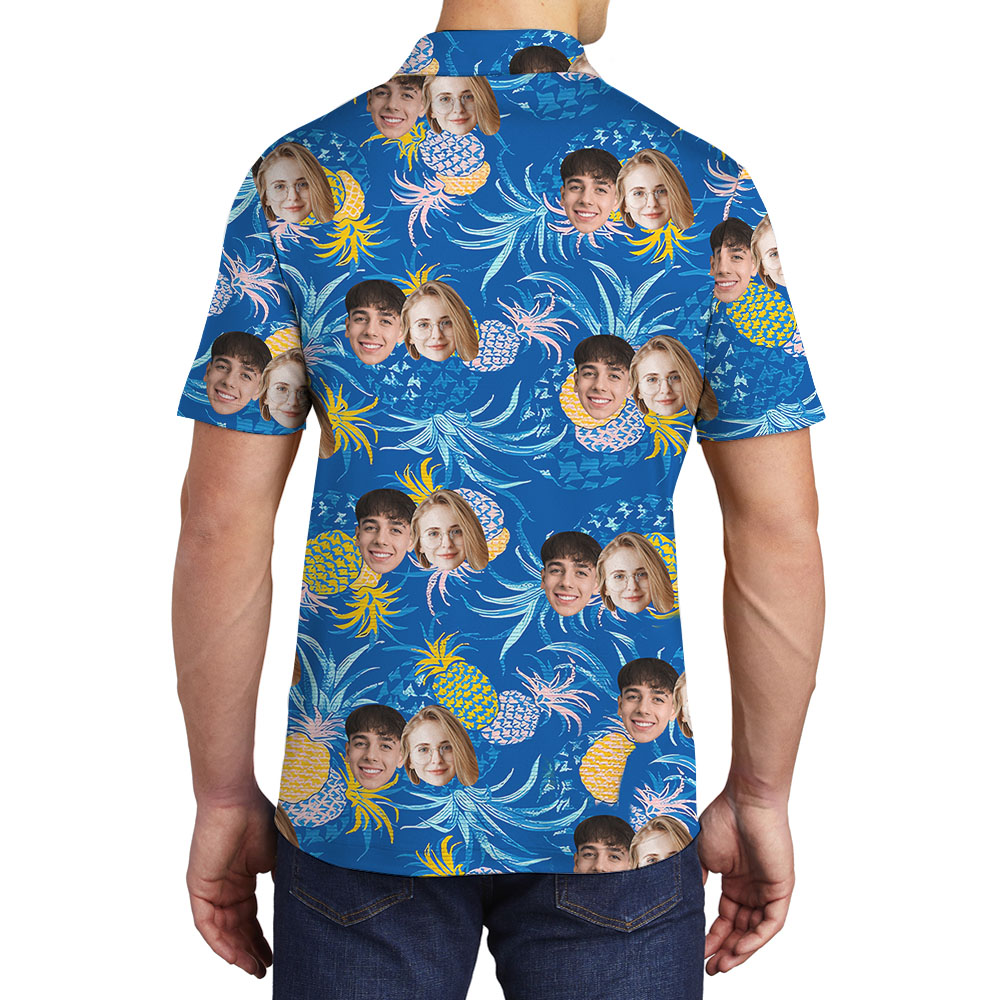 Blue Pineapple Golf Polos With Multi Faces