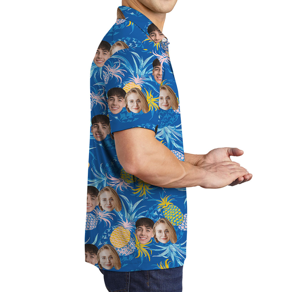 Blue Pineapple Golf Polos With Multi Faces