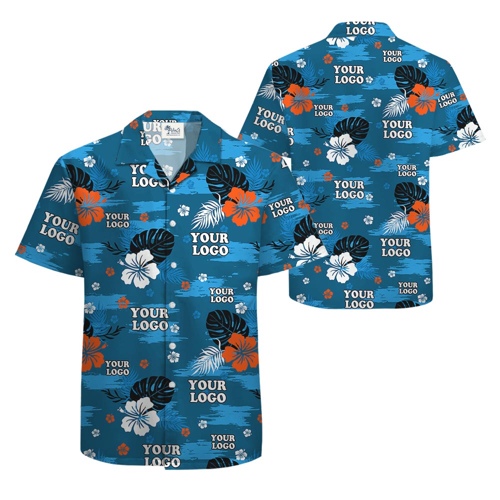Blue Beach Branded Hawaiian Shirt With Logo Bulk Order