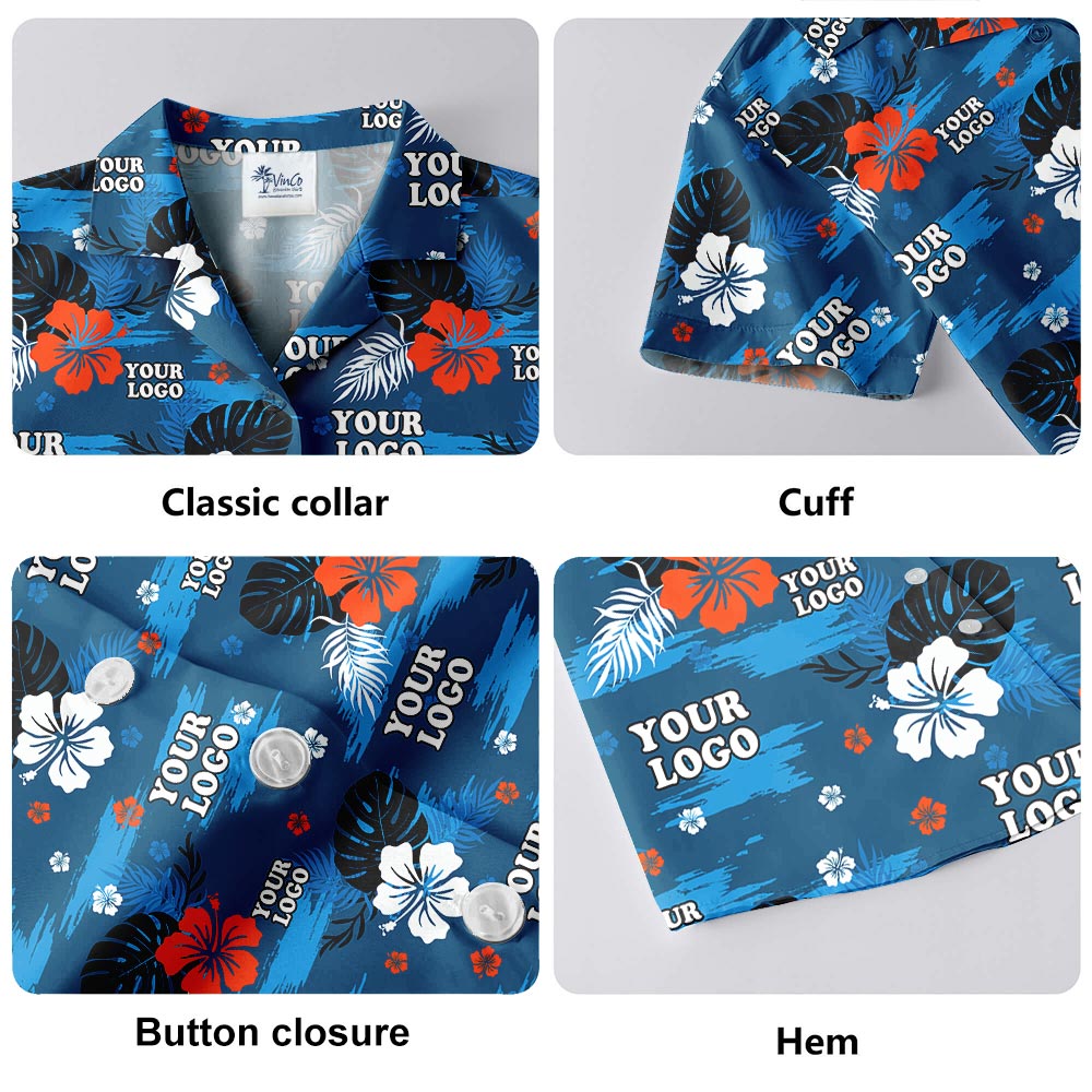 Blue Beach Branded Hawaiian Shirt With Logo Bulk Order