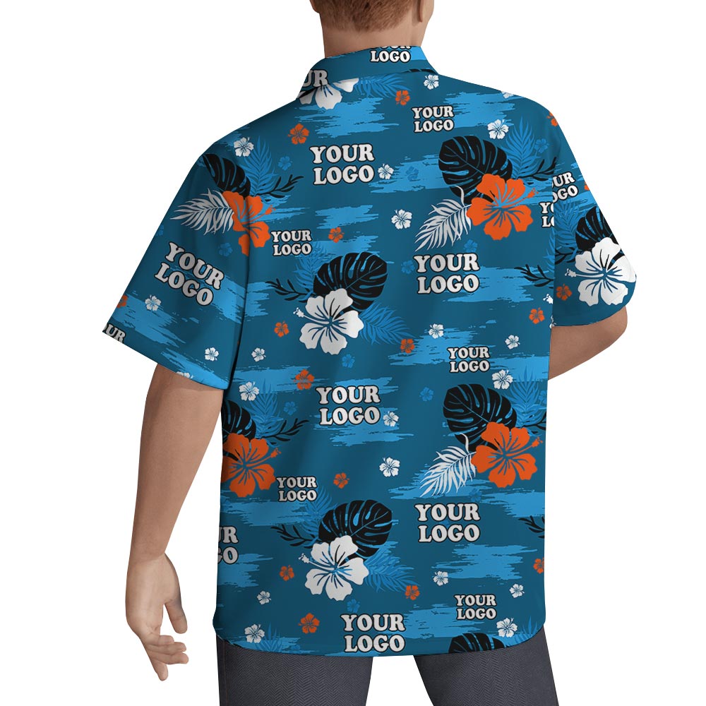 Blue Beach Branded Hawaiian Shirt With Logo Bulk Order