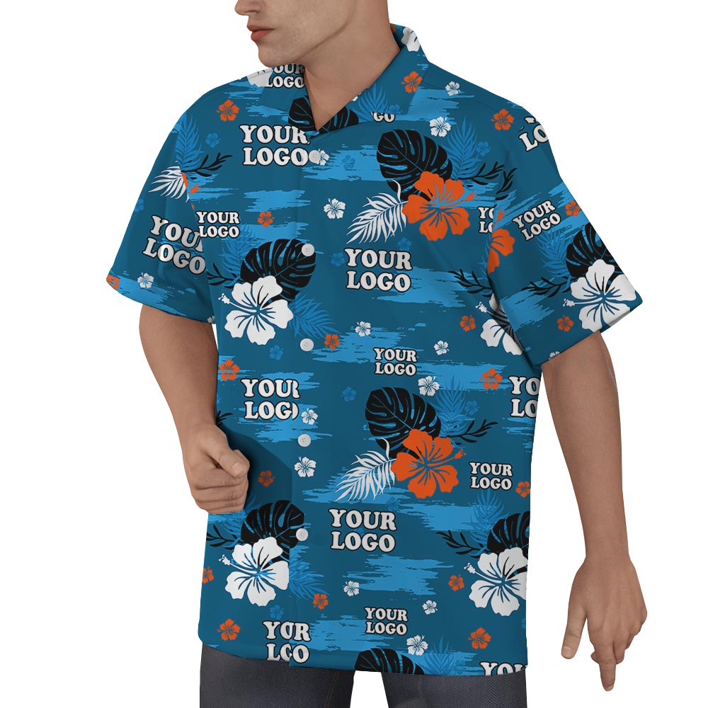 Blue Beach Branded Hawaiian Shirt With Logo Bulk Order