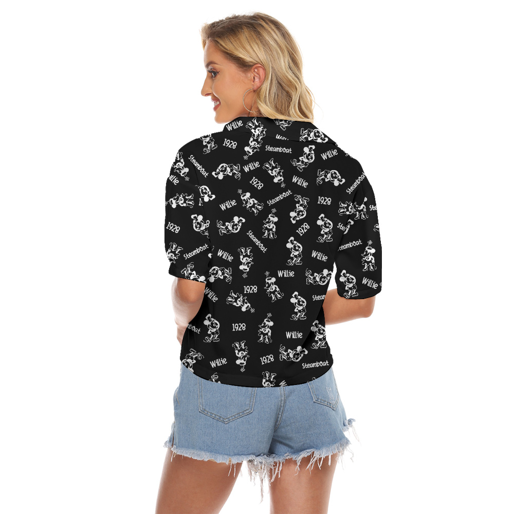 Steamboat Willie Mickey Vintage Black Women's Cropped Shirt