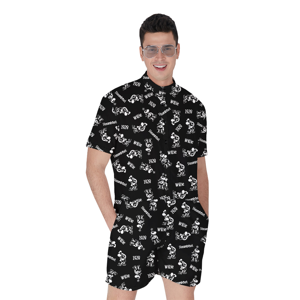 Vintage Mickey Mouse Steamboat Willie 1928 Men's Hawaiian Romper - variant image 1