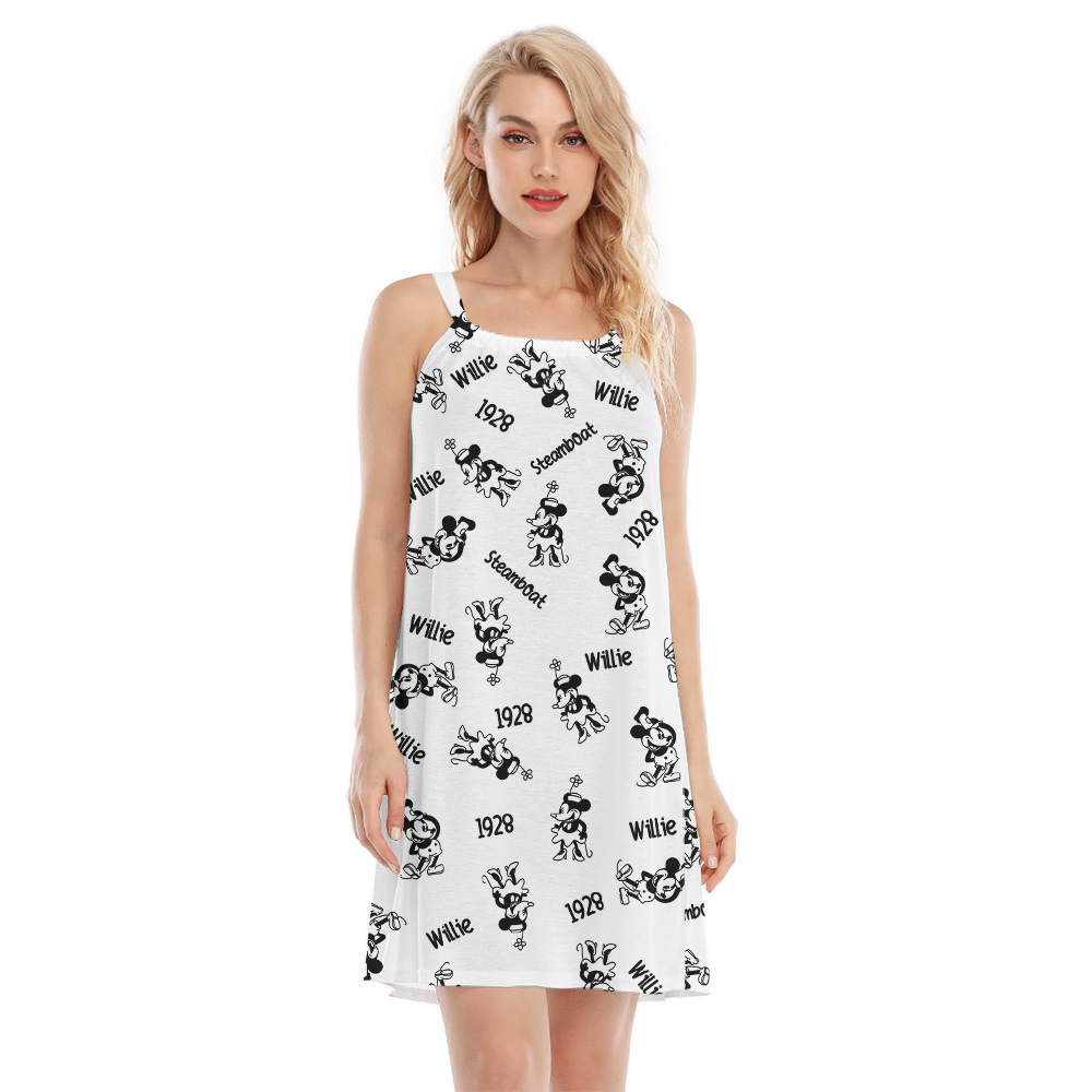 Cute Mickey Steamboat Willie Movie Vintage Hawaiian Dress For Summer - variant image 1