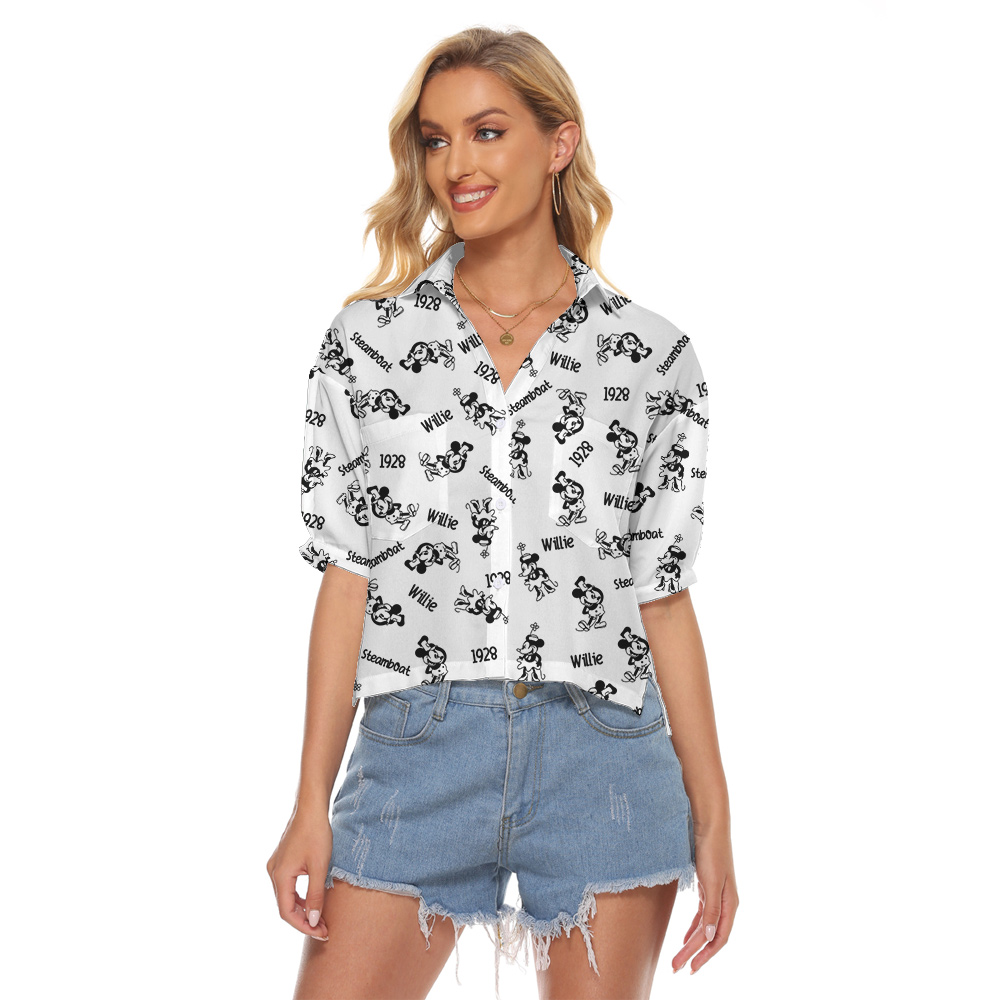 Steamboat Willie Mickey Vintage Women's Cropped Shirt - variant image 1