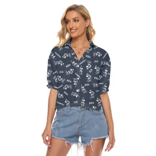 Steamboat Willie Mickey Vintage Hawaiian Cropped Shirt For Women