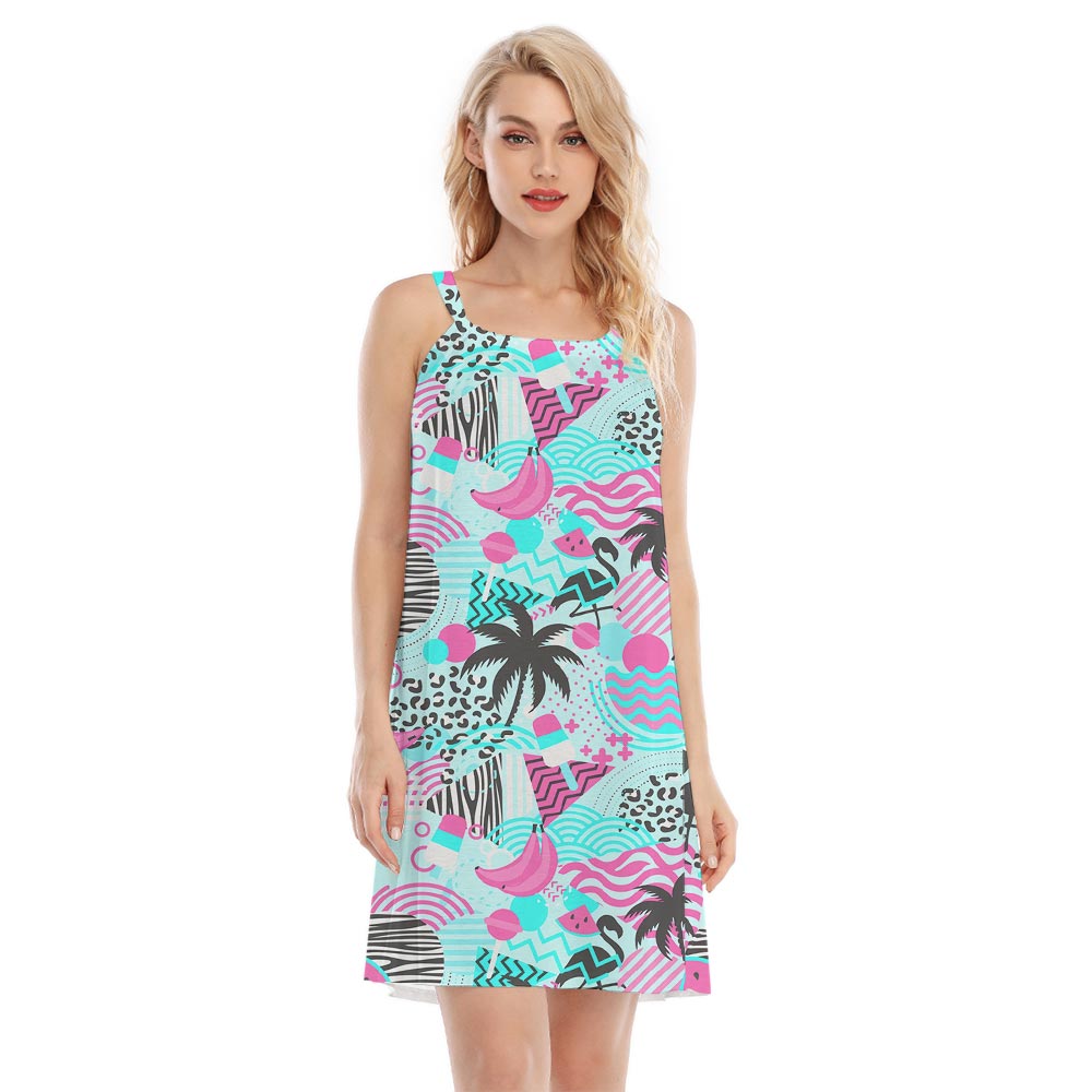 Retro Flamingo Tropical Hawaiian Dress For Women - variant image 1