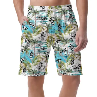 Funny Mickey Steamboat Willie Tropical Palm Trees Men's Hawaiian Beach Shorts