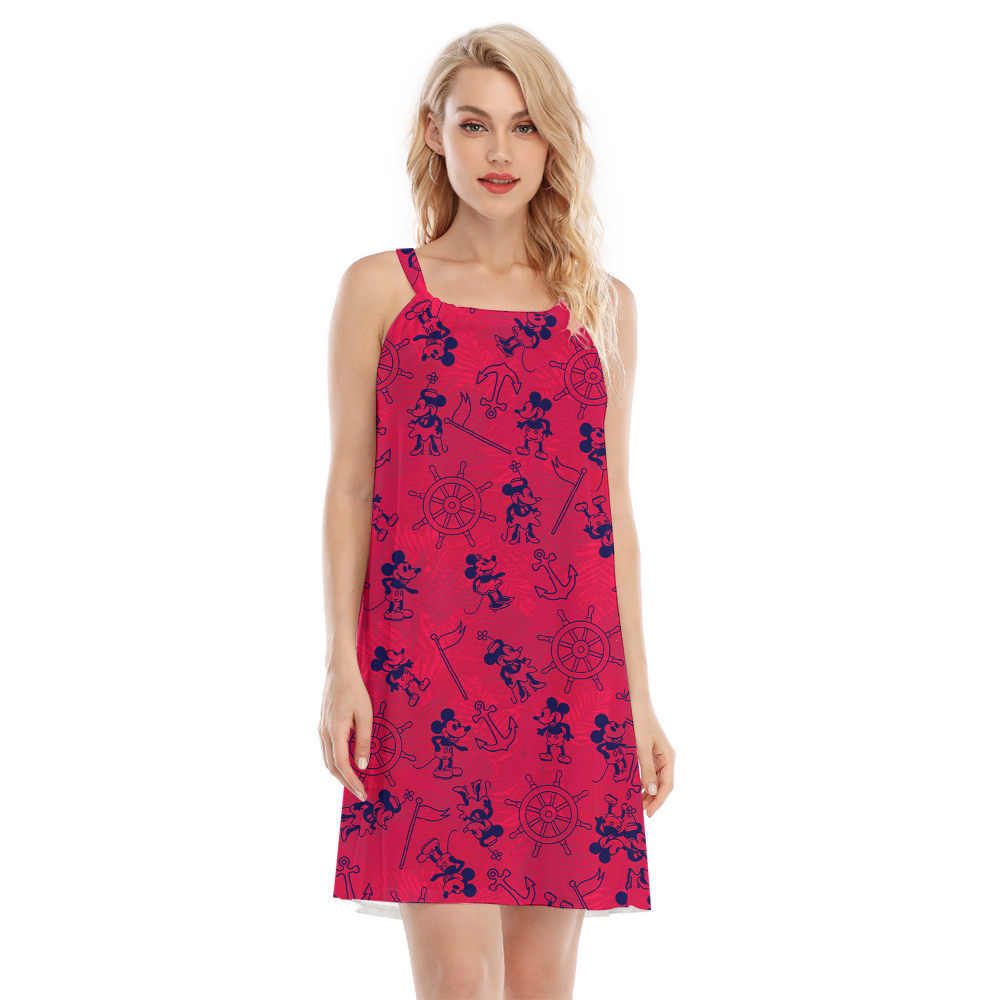 Vintage Steamboat Willie Mickey Red Aloha Cami Dress - variant image 1
