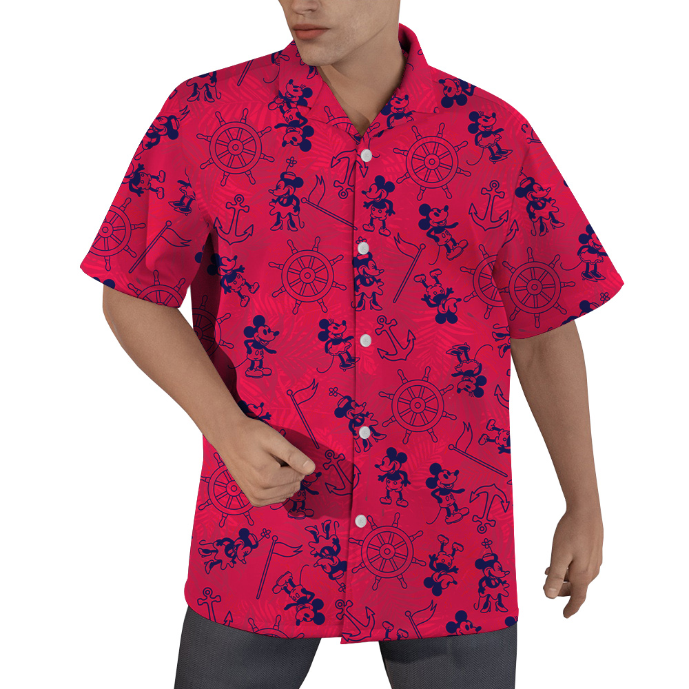 Classic Steamboat Willie Mickey Red Hawaiian Shirt - variant image 1