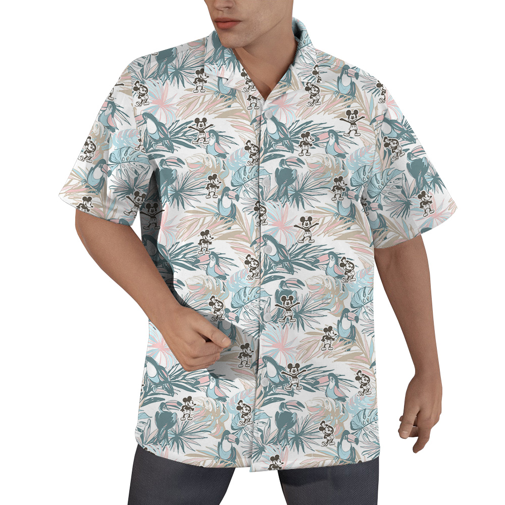 Vintage Parrot Steamboat Willie Mickey Hawaiian Shirt - variant image 1