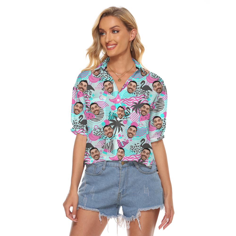 Retro Flamingo Hawaiian Women's Crop Top Personalized - variant image 1