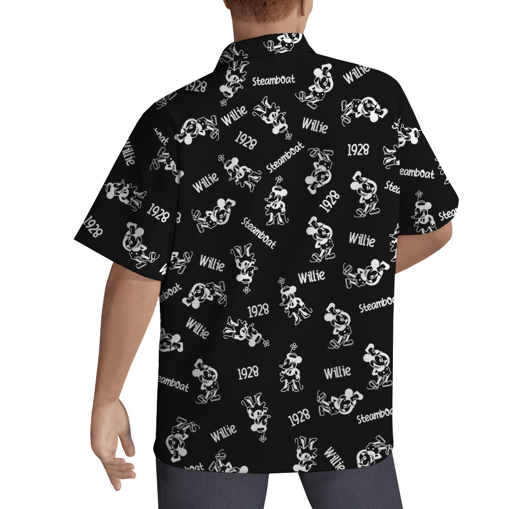Mickey Steamboat Willie Movie 1928 Black Hawaiian Shirt