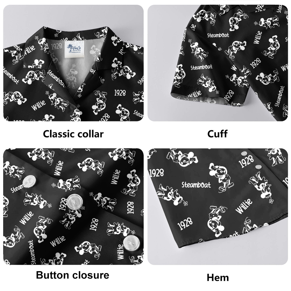 Mickey Steamboat Willie Movie 1928 Black Hawaiian Shirt