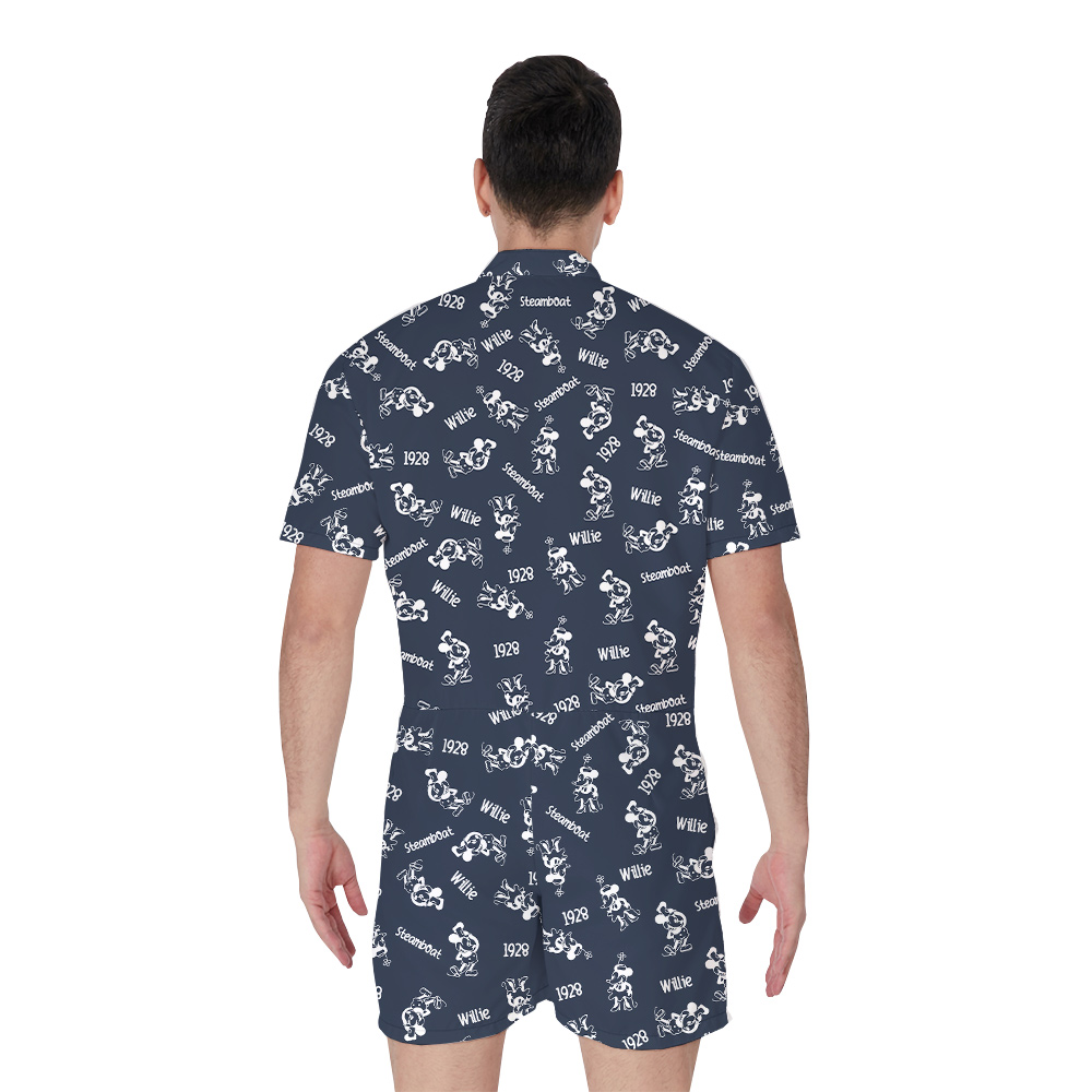 Steamboat Willie Mickey Classic Navy Men's Hawaiian Romper