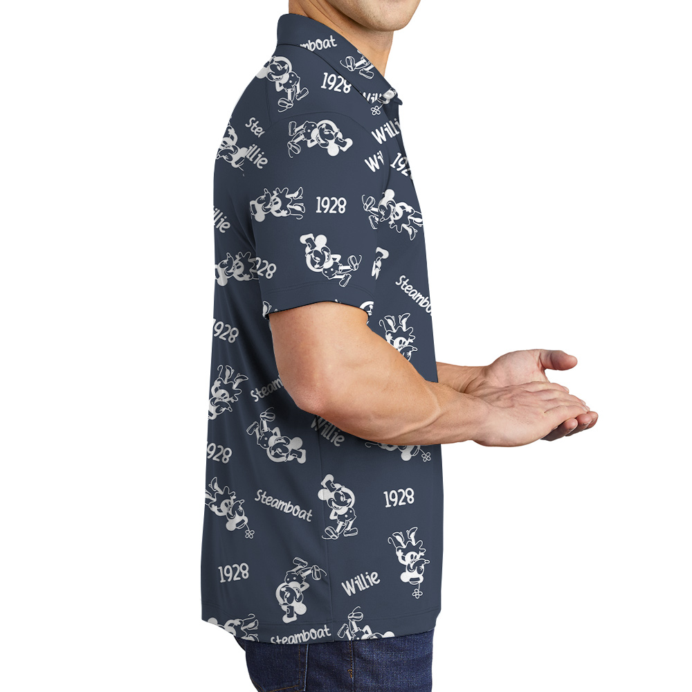 Cute Mickey Steamboat Willie Movie 1928 Navy Men's Hawaiian Polo Shirt