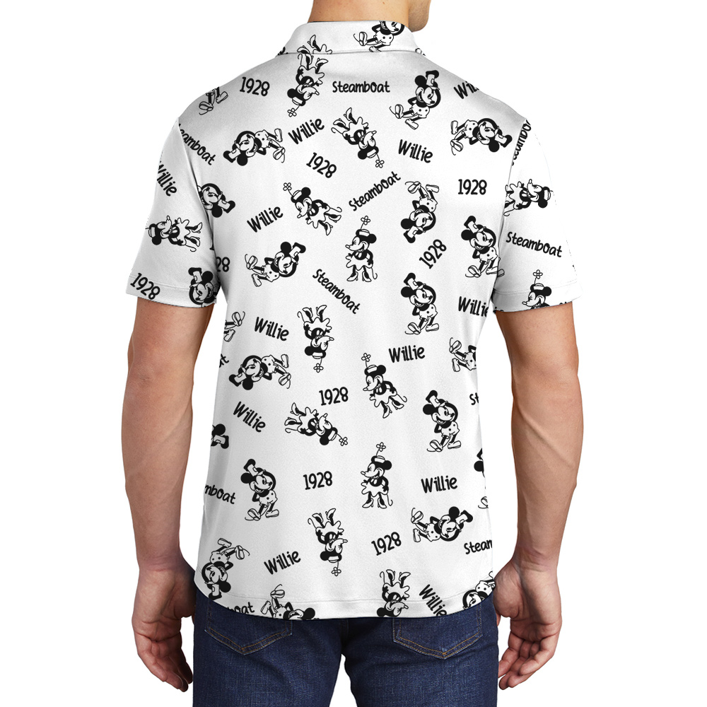 Steamboat Willie Mickey Mouse Classic Men's Hawaiian Polo Shirt