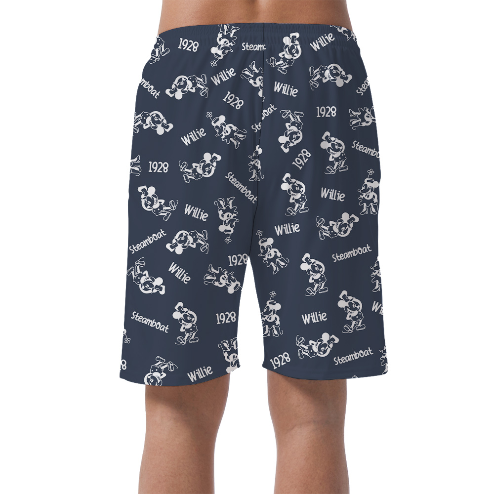 Classic Mickey Steamboat Willie 1928 Navy Men's Hawaiian Beach Shorts