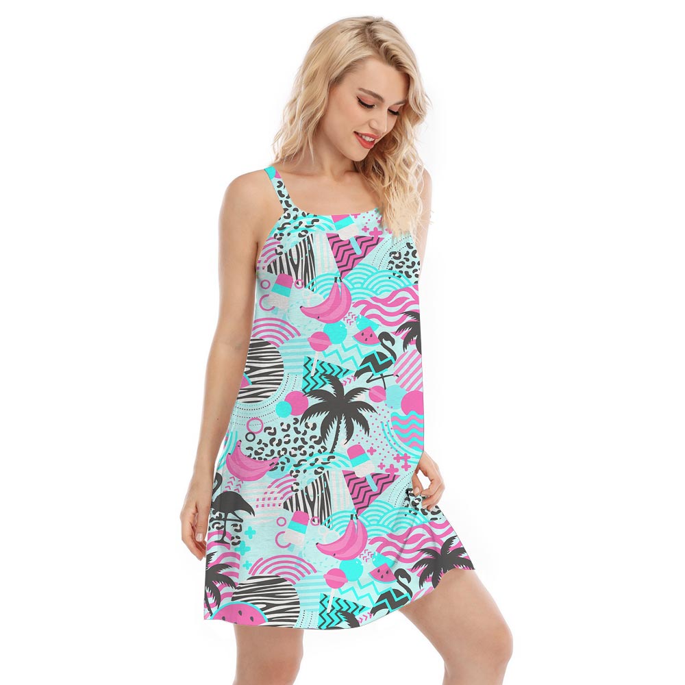 Retro Flamingo Tropical Hawaiian Dress For Women