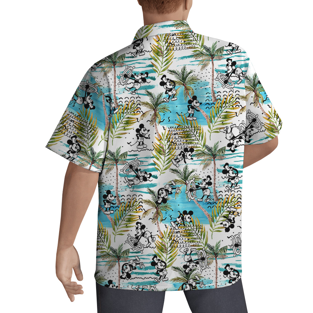 Tropical Palm Trees Steamboat Willie Mickey Hawaiian Shirt