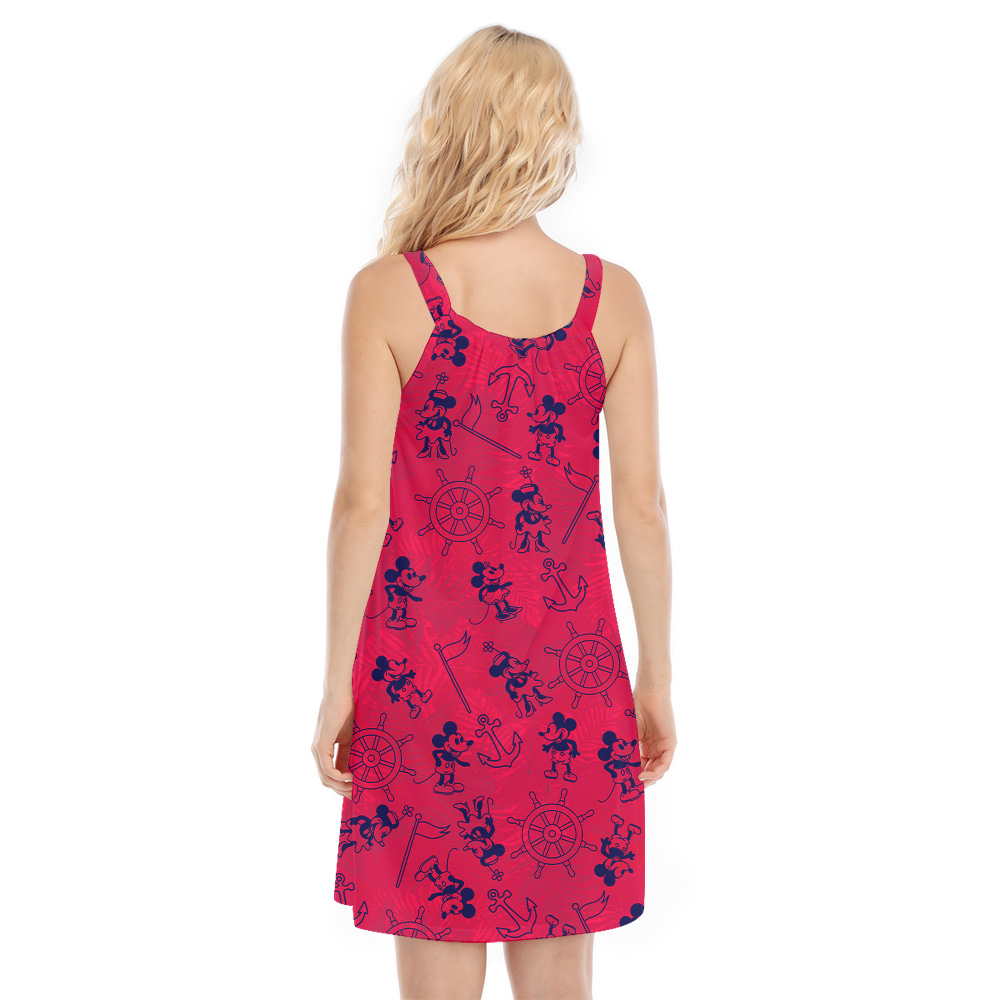 Vintage Steamboat Willie Mickey Red Aloha Cami Dress