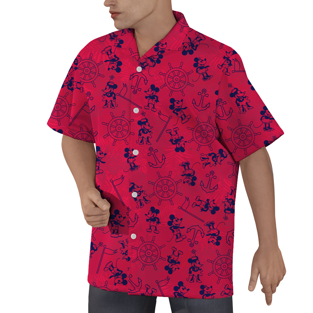 Classic Steamboat Willie Mickey Red Hawaiian Shirt